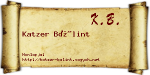 Katzer Bálint névjegykártya